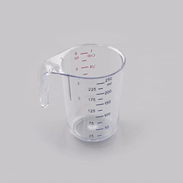 Chef 101 1-cup Clear Plastic Measuring Cup - 3 3/4" x 3" x 3 3/4" - 10 count box