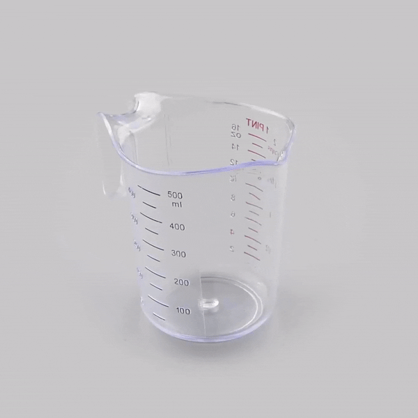 Chef 101 1 pt (2 cups) Clear Plastic Measuring Cup - 5 1/4" x 3 3/4" x 5" - 1 count box
