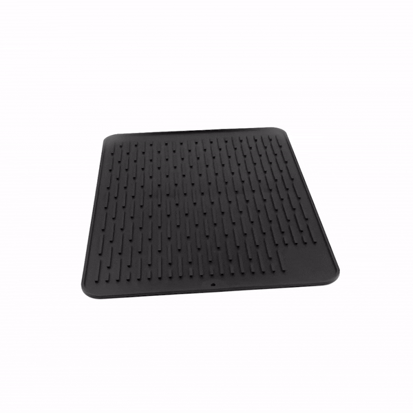 Comfy Grip Rectangle Black Silicone Dish Drying Mat - 15 3/4" x 11 3/4" - 1 count box