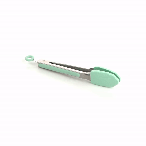 Met Lux Teal Stainless Steel Kitchen Tong - Scalloped - 9" x 1 1/2" x 1" - 1 count box