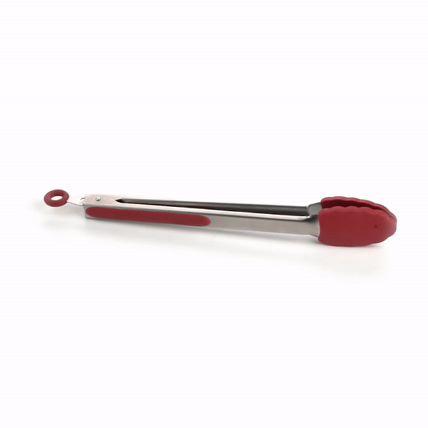 Met Lux Red Stainless Steel Kitchen Tong - Scalloped - 12" x 1 3/4" x 1" - 1 count box