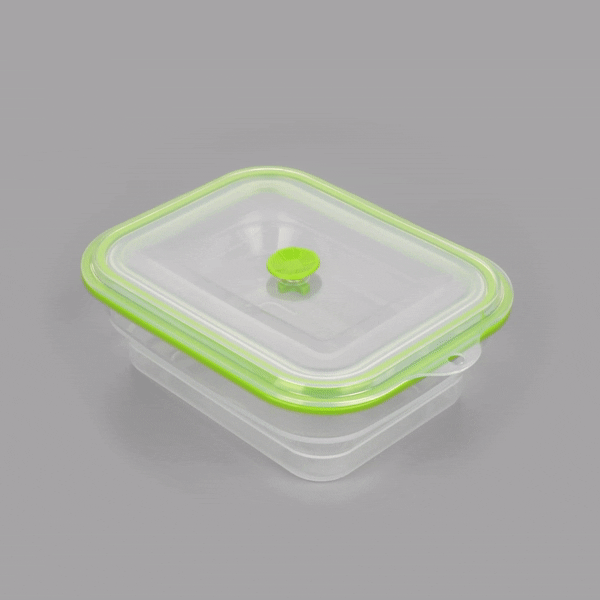 Fresh Hero 51 oz Green Silicone Airtight Food Storage Container - with Vented Lid, Collapsible - 9 1/4" x 7" x 3" - 20 count box