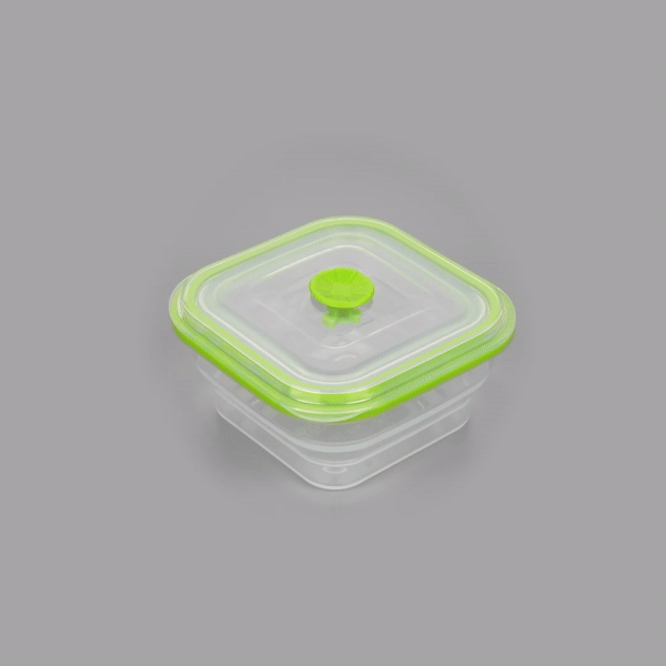 Fresh Hero 16 oz Green Silicone Airtight Food Storage Container - with Vented Lid, Collapsible - 5 1/4" x 5 1/4" x 2 3/4" - 20 count box
