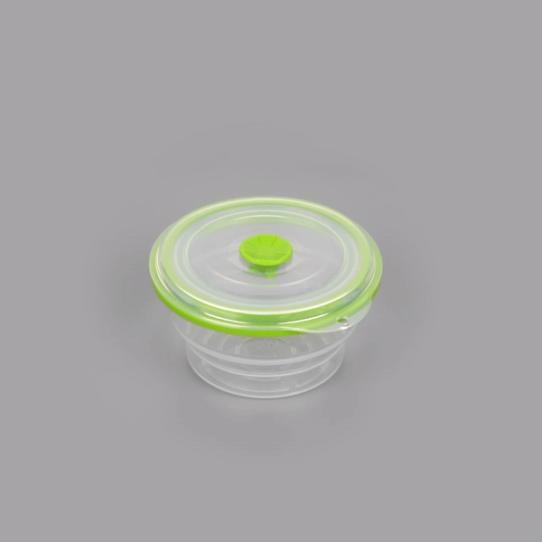 Fresh Hero 16 oz Green Silicone Airtight Food Storage Container - with Vented Lid, Collapsible - 5 3/4" x 5 3/4" x 2 3/4" - 1 count box
