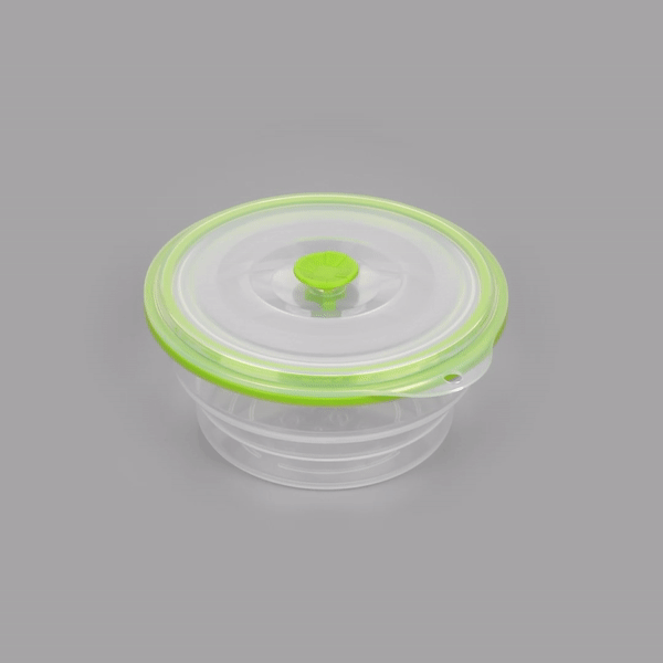 Fresh Hero 31 oz Green Silicone Airtight Food Storage Container - with Vented Lid, Collapsible - 7" x 7" x 3" - 20 count box