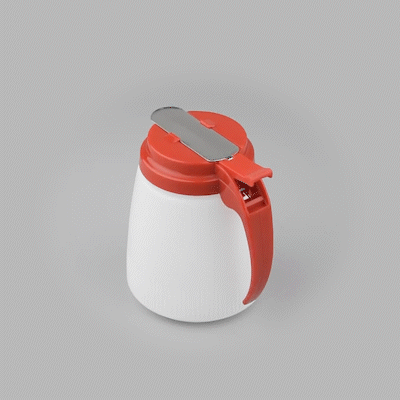 Chef 101 32 oz Red Plastic All Purpose / Syrup Dispenser - 5 1/2" x 4 1/2" x 5 3/4" - 10 count box