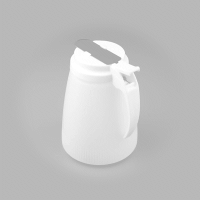 Chef 101 48 oz White Plastic All Purpose / Syrup Dispenser - 5 3/4" x 5" x 6 3/4" - 10 count box