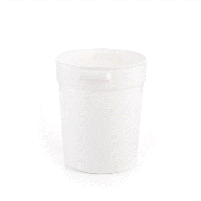 Met Lux 4 qt Round White Plastic Food Storage Container - with Red Volume Markers - 7 1/4" x 7 1/4" x 8 1/2" - 10 count box