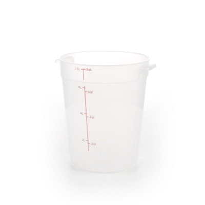 Met Lux 8 qt Round Translucent Plastic Food Storage Container - with Red Volume Markers - 8 3/4" x 8 3/4" x 10 3/4" - 1 count box
