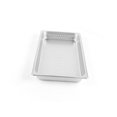 Kitchen Tek Stainless Steel Full Size Steam Table Pan - 2 1/2 Inch Deep, Perforated, Anti Jam, 24 Gauge - 1 count box