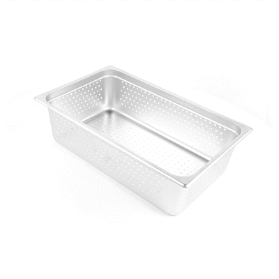Kitchen Tek Stainless Steel Full Size Steam Table Pan - 6 Inch Deep, Perforated, Anti Jam, 24 Gauge - 1 count box
