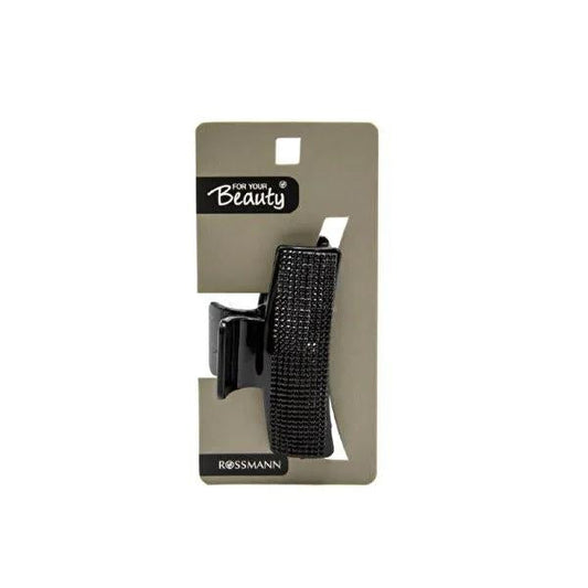For Your Beauty 6-Pronged Black Hair Clip with Stones - Secure Grip, Stylish Design