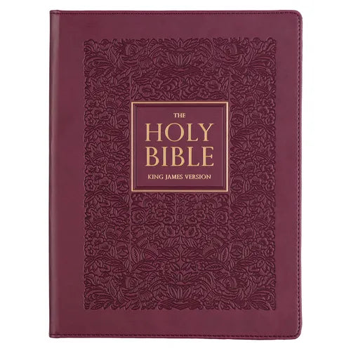 KJV Holy Bible, Large Print Note-Taking Bible, Faux Leather Hardcover - King James Version, Plum - Leather