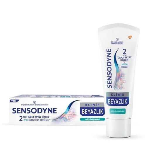 Sensodyne Klinik Beyazlık Toothpaste for Sensitive Teeth - Strengthens Enamel, Whitens, 7/24 Sensitivity Protection - 2.54 fl oz