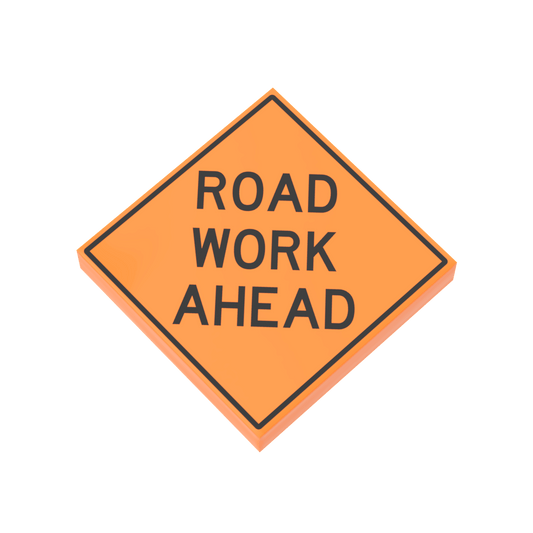 "Road Work Ahead" Construction Sign - Custom Printed 2x2 Tile - Made Using LEGO® Parts