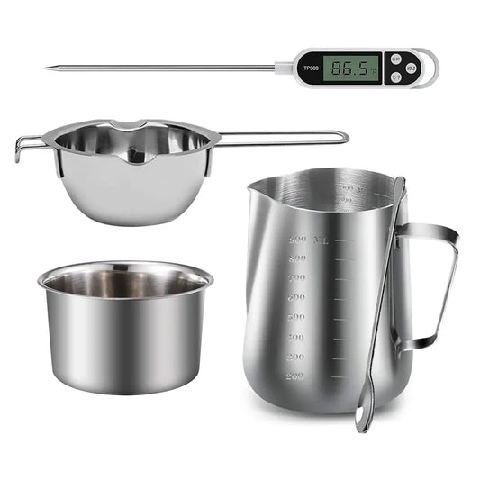 Stainless Steel Double Boiler Wax Melting Pot – Candle Making DIY Starter Kit (600ml/20oz & 900ml/30oz Options)