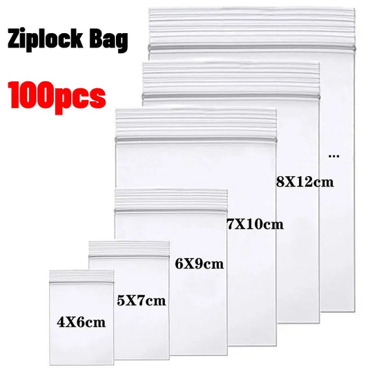 100-Pack Heavy-Duty Clear Resealable Ziplock Bags – Small Plastic Storage Bags for Jewelry, Food & Crafts