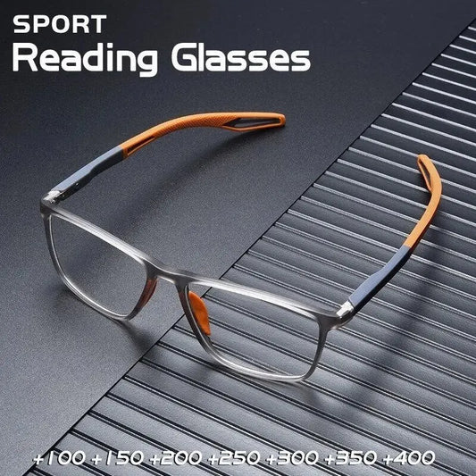 TR90 Rectangle Reading Glasses — Unisex Spring-Hinge Sports Presbyopia Anti Blue Light +1.00 to +4.00 (100–400)