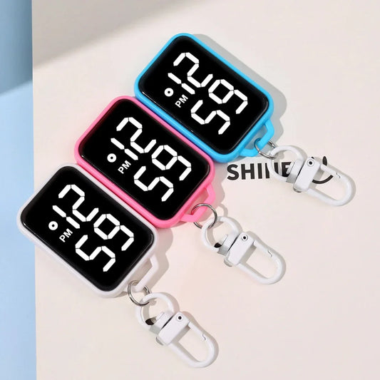LED Keychain Digital Pocket Watch - Mini Electronic Timepiece for Backpacks & Keys