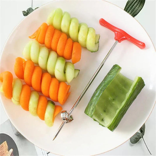 Manual Spiral Roller Vegetable Slicer – 1 or 2-Pack Radish & Potato Cutter