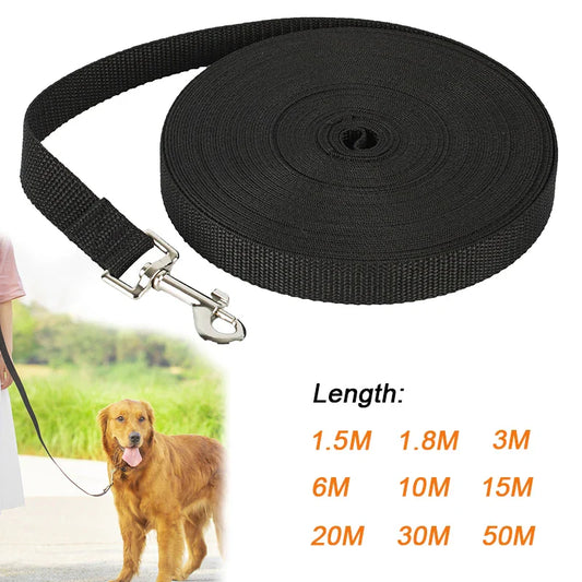 Long Nylon Dog Leash for Dogs & Cats – Strong Training Lead, Multiple Lengths 1.5m–50m (4.9–164 ft) for Walking, Hiking & Travel