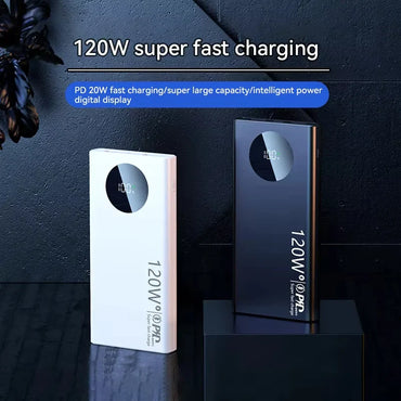 50,000mAh 120W High-Capacity Portable Power Bank, Wireless Charger with Built-In Cable, PD & USB-C Fast Charging for iOS and Android