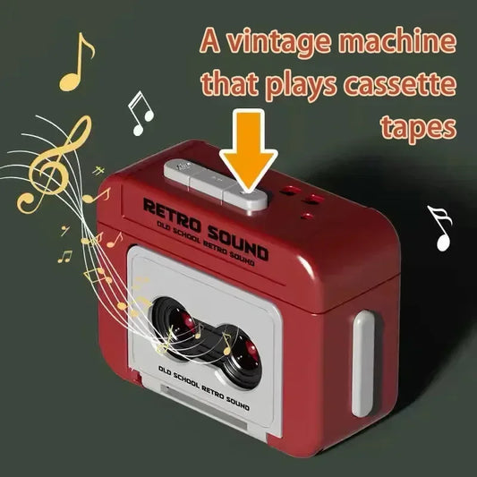 Recordable Vintage Tape Recorder Keychain - Mini Retro Cassette Key Chain for Couples - Red & Blue
