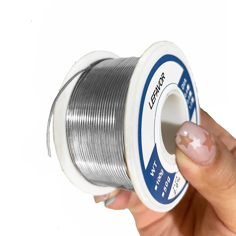 Rosin Core Solder Wire 0.8mm & 1.0mm | 20g 50g 100g No-Clean 2.0% Flux Lead-Free Tin Alloy