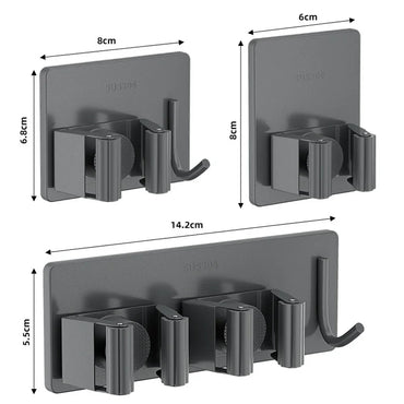 1-3 Pack Stainless Steel Nail-Free Wall Mounted Mop & Broom Holder Waterproof Bathroom Storage Rack