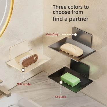 No-Drill Wall-Mounted Soap Rack Waterproof Metal Soap Holder for Bathroom Shower