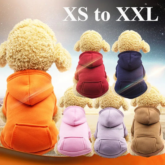 Winter Hoodie Pet Coat for Dogs & Cats, Soft Polyester Puppy Jacket with Hood and Pocket, Fits Small to Large Breeds (Chihuahua, French Bulldog)