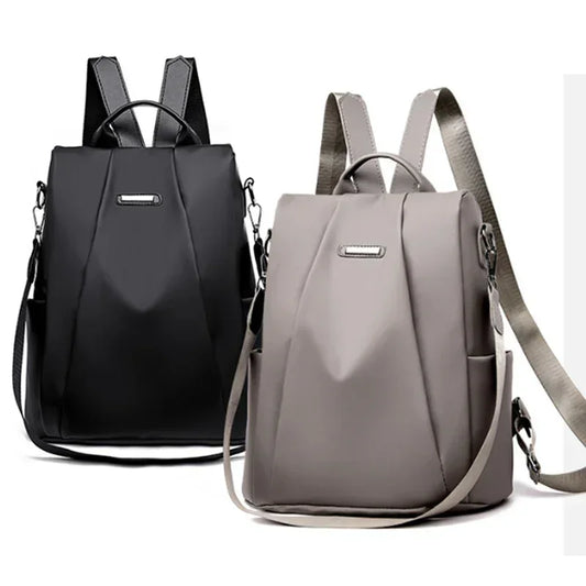 Lightweight Waterproof Nylon Women's Backpack - Large Capacity, Detachable Shoulder Strap, Solid Color Multi-Functional Bag