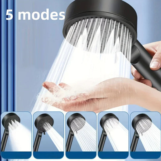 5-Mode High Pressure Handheld Shower Head — Water-Saving G1/2 Universal Silicone Nozzles