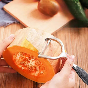 Stainless Steel Multi-Purpose Vegetable Peeler & Grater - Serrated & Flat Blades for Potatoes, Melons, Fruits