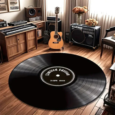 VIKAMA Vintage Record Floor Mat - Anti-Slip And Stain-Resistant For Living Room, Bedroom Bedside Carpet, Home Decoration