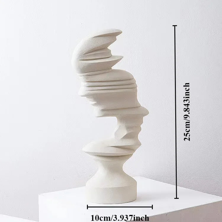 25cm Modern Style Home Decor Abstract Human Face Sculpture Statue Ornament Indoor Room Living Office Decoration Handicraft Gift
