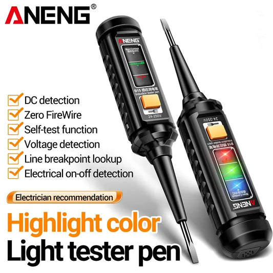Non-Contact Voltage Test Pen with LED Flashlight – 24–250V AC/DC Induction Electrician Test Screwdriver