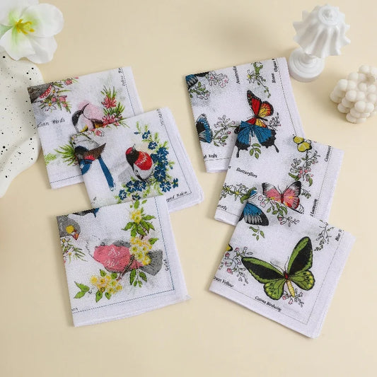 6-Pack 100% Cotton Women's Handkerchiefs, Animal Print, Multi-Use Pocket Scarves & Wedding Favors