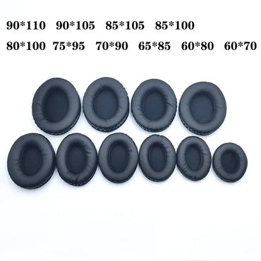 Oval Replacement Ear Pads for Headphones - Leather Foam Cushions, Multiple Sizes (60x70 to 90x110 mm / 2.36x2.76 to 3.54x4.33 in)