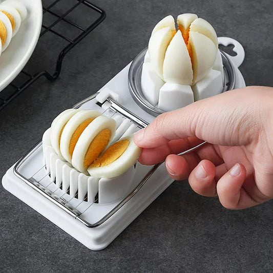 2-in-1 Egg Slicer and Cutter with PP Base, Stainless Steel Wire — Hanging, Easy-Clean Kitchen Tool
