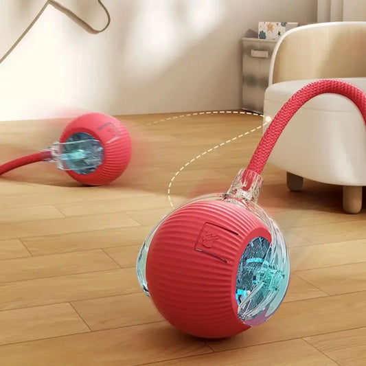 Interactive Rechargeable Rolling Cat Ball with Faux Tail – Automatic Smart Pet Toy for Cats & Small Dogs