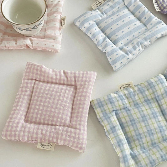 Korean Cotton Coaster Key Storage Jewellery Mat Double-sided Thickened Fabric Sweet Drawstring Portable Accessories Cafe