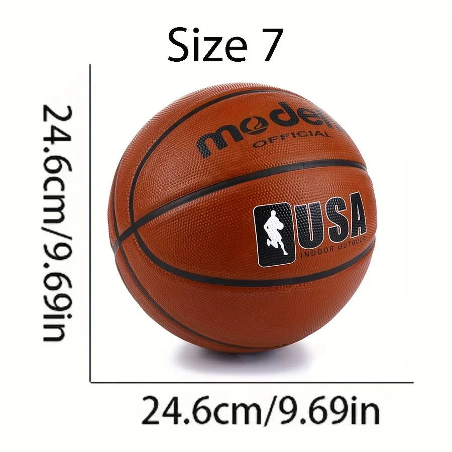 Rubber Basketball for Adults & Youth — Indoor/Outdoor, Sizes 4/5/6/7