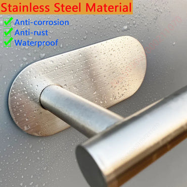 2-Pack No-Drill 304 Stainless Steel Toilet Paper Holder Adhesive Wall-Mount Paper Towel Rack for Bathroom & Kitchen