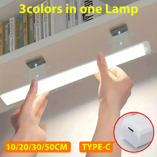 LED Motion Sensor Night Light 19.7 in (50 cm) – USB-C Rechargeable Wireless Cabinet, Wardrobe & Staircase Backlight