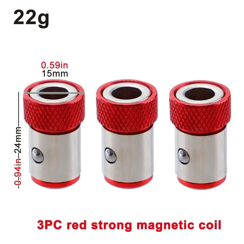 3-Pack 1/4-Inch (6.35 mm) Magnetic Bit Coil — Colored Screwdriver Head Magnetizer, Universal Metal Tool Accessory
