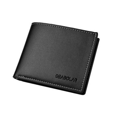 PU Leather Men's Slim Bifold Wallet - Thin Compact Folding Card Holder, Short Wallet (Black, Brown)