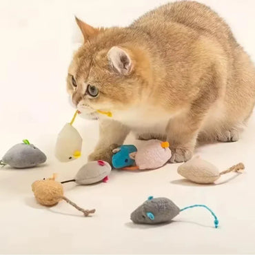 Interactive Plush Cat Toys Mouse & Rat Shapes Durable Linen Indoor Pet-Safe 3/7-Pack