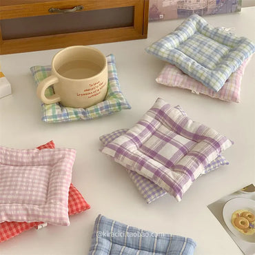 Korean Cotton Coaster Key Storage Jewellery Mat Double-sided Thickened Fabric Sweet Drawstring Portable Accessories Cafe