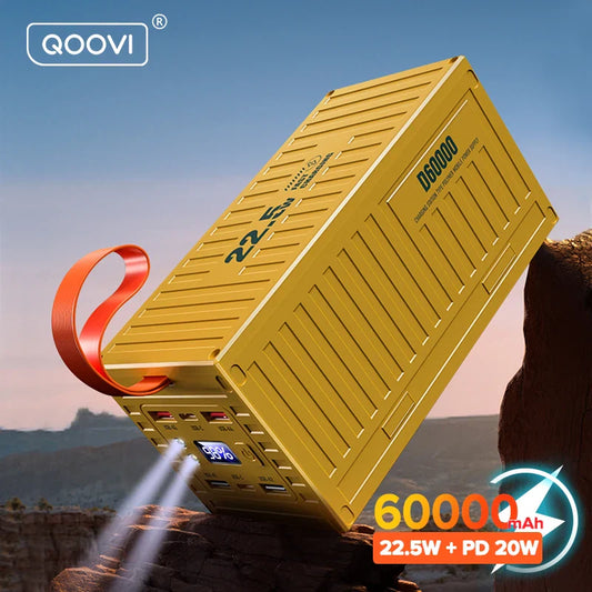 60000mAh Portable Power Bank 22.5W QC 20W PD Fast Charger for iPhone Samsung Xiaomi